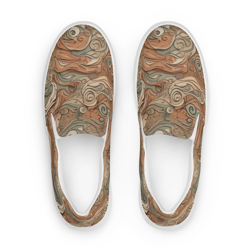 Copper Paisley Drift on Men's Slip-On Canvas Shoes — Front
