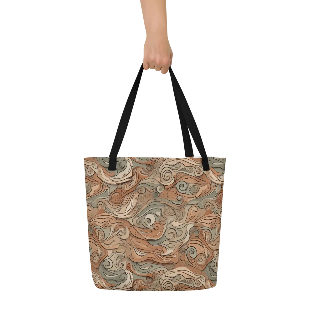 Copper Paisley Drift on Large Tote Bag W/ Pocket — Front