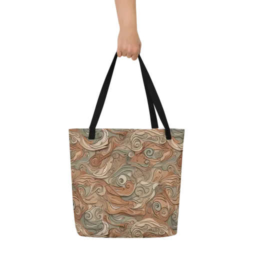 Copper Paisley Drift on a Large Tote Bag W/ Pocket