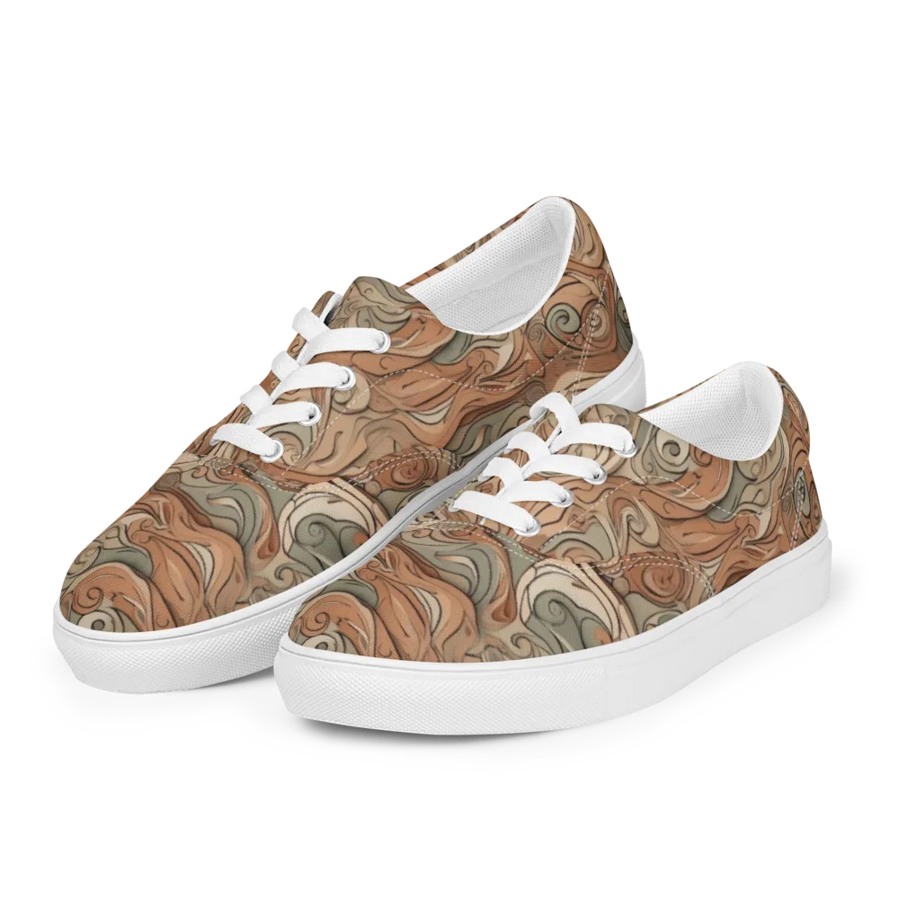 Copper Paisley Drift on Men's Lace-Up Canvas Shoes — Left Front