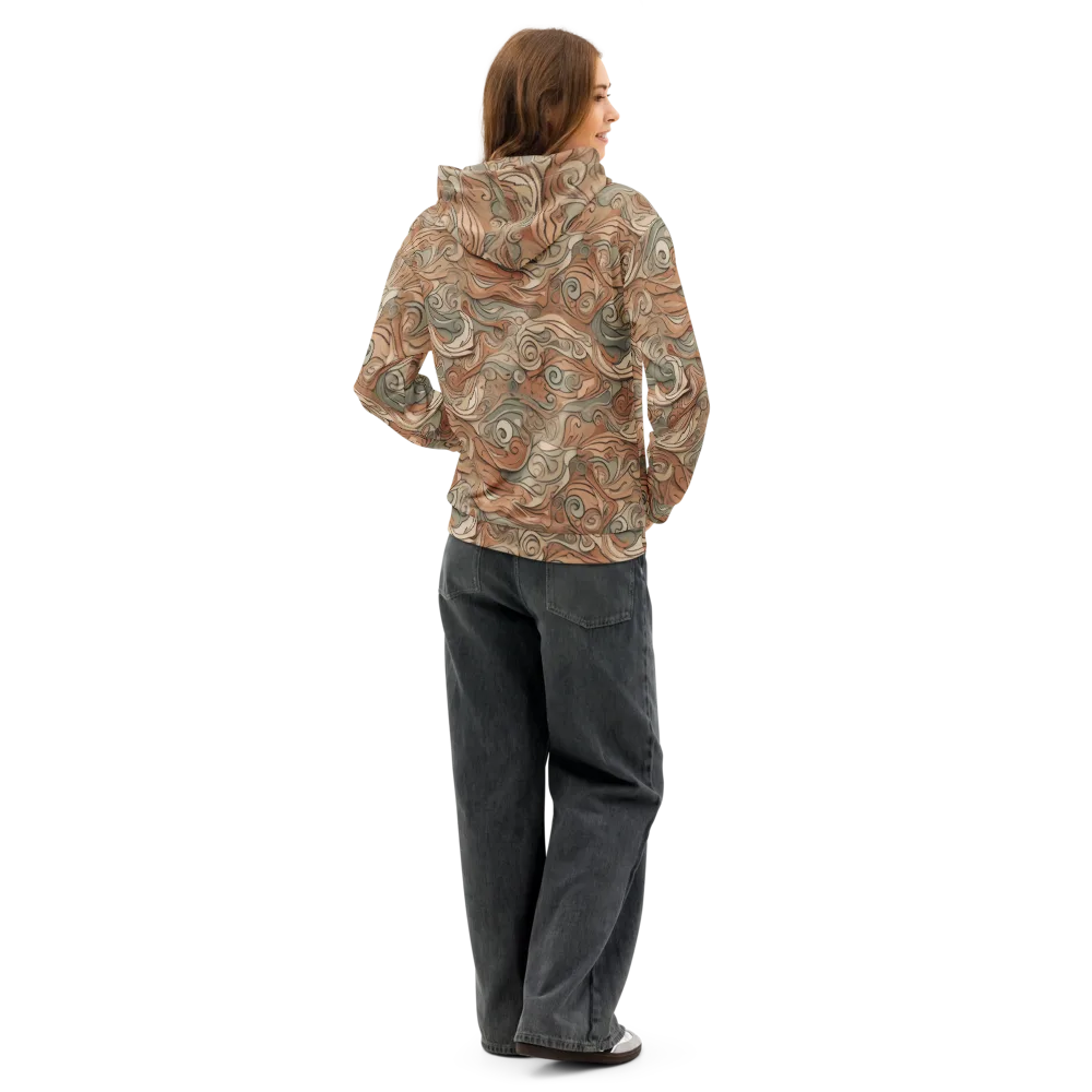 Copper Paisley Drift on Cotton Hoodie — Back