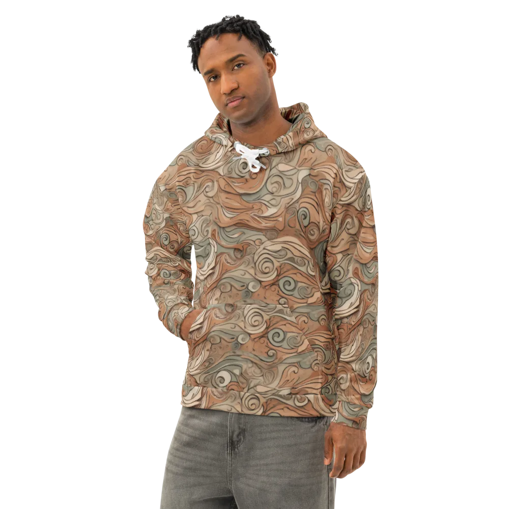 Copper Paisley Drift on Cotton Hoodie — Left Front