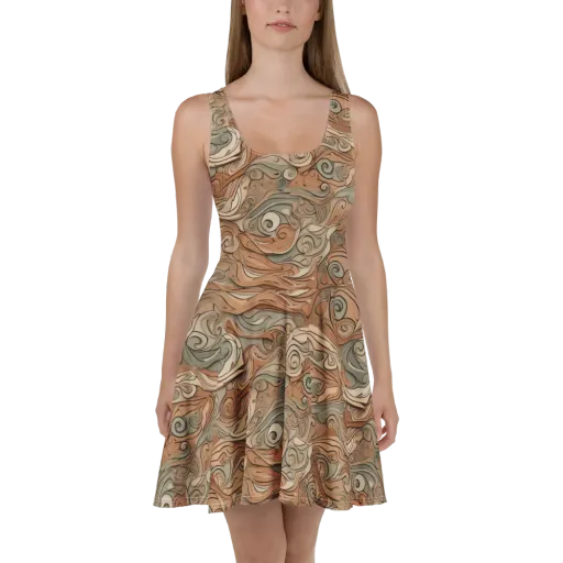 Copper Paisley Drift on a Skater Dress
