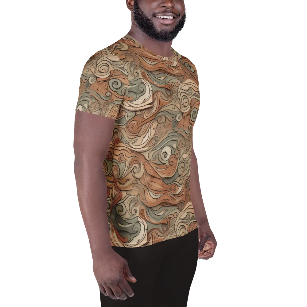 Copper Paisley Drift on Men's Athletic T-Shirt — Right