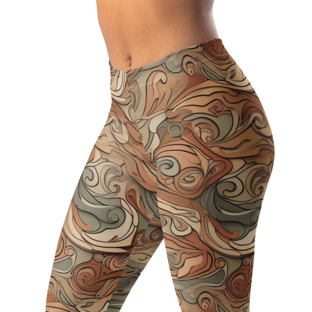 Copper Paisley Drift on Leggings — Left Front