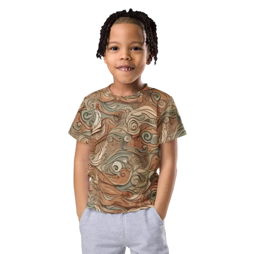 Copper Paisley Drift on a Kids Crew Neck T-Shirt