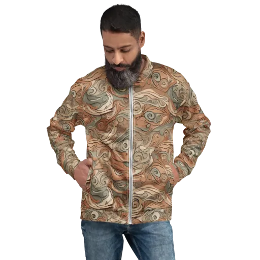 Copper Paisley Drift on a Bomber Jacket