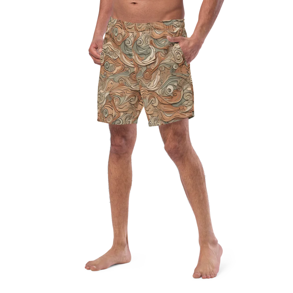 Copper Paisley Drift on Swim Trunks — Left Front