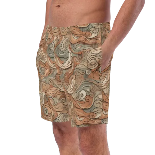 Copper Paisley Drift on a Swim Trunks