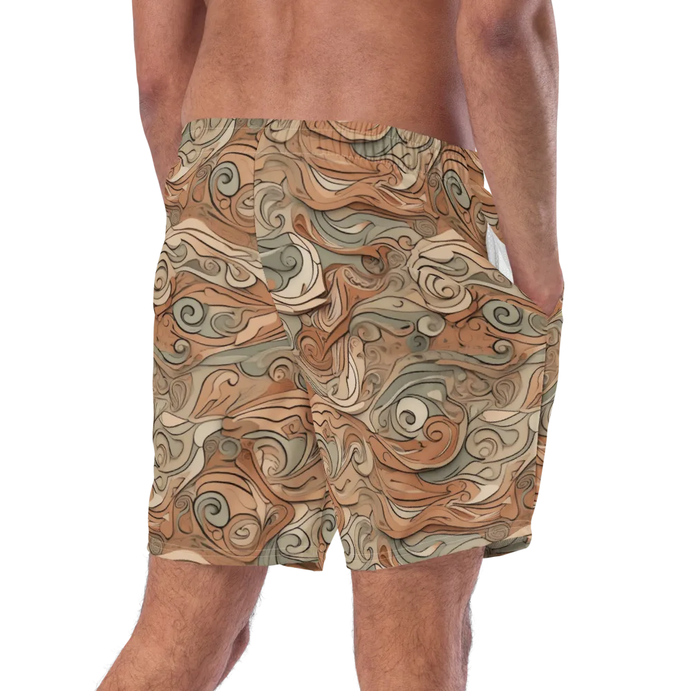 Copper Paisley Drift on Swim Trunks — Right Back