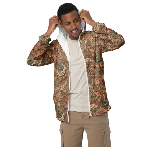 Copper Paisley Drift on a Men's Windbreaker