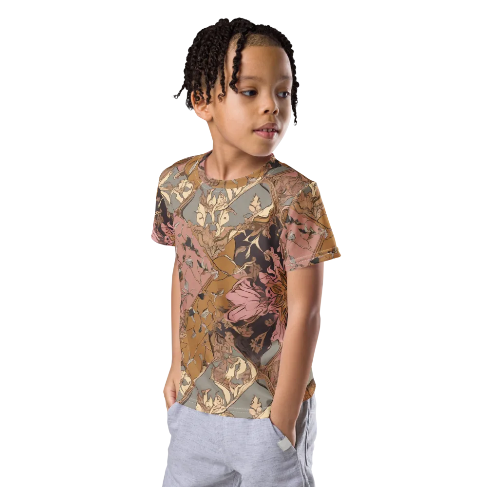 Blush Briar on Kids Crew Neck T-Shirt — Left Front