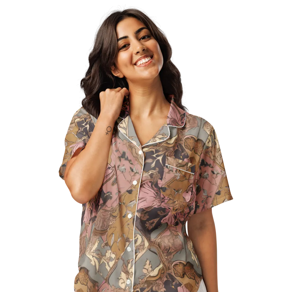 Blush Briar on Women's Short Sleeve Pajama Top — Front
