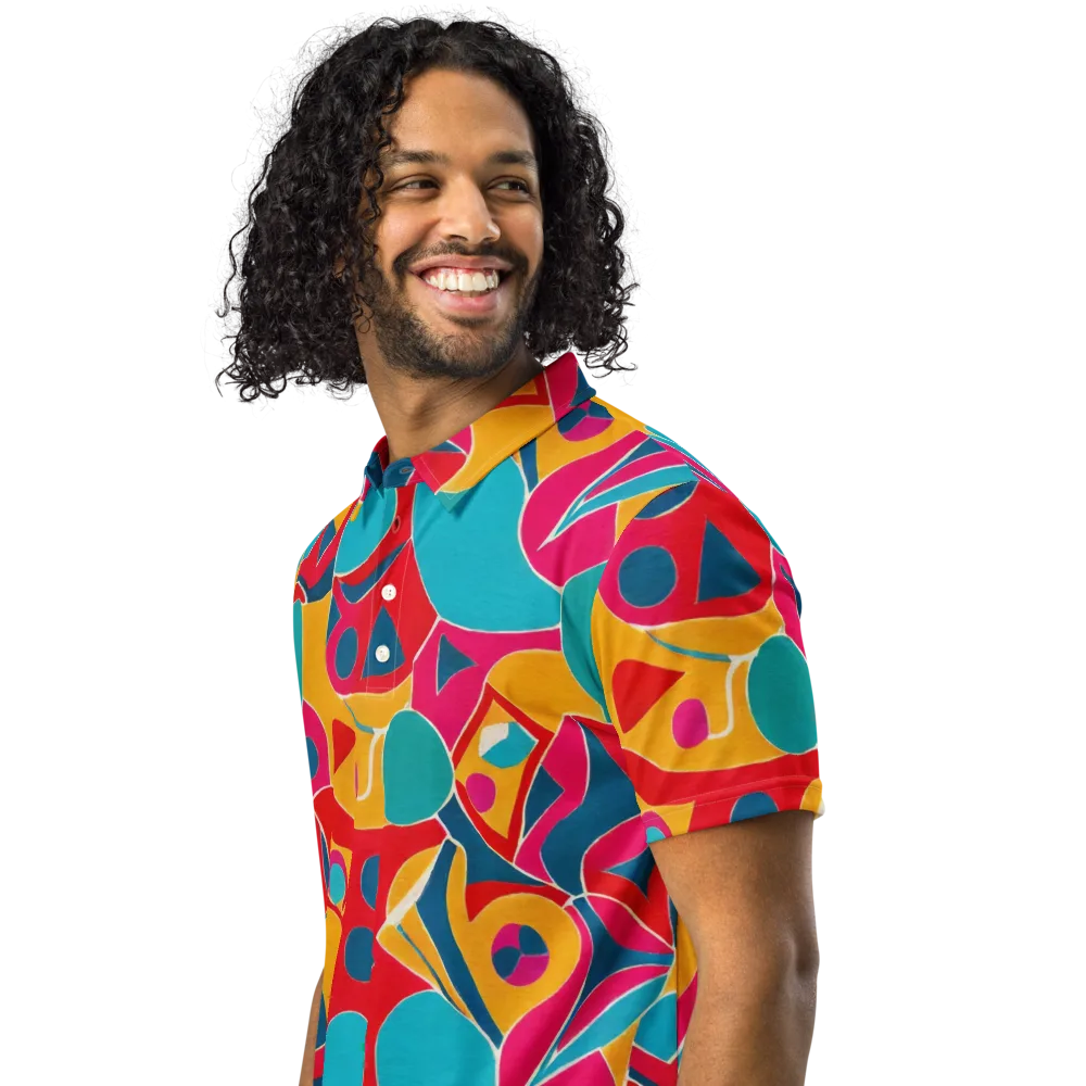 Chromatic Jumble on Men's Slim Fit Polo Shirt — Left Front