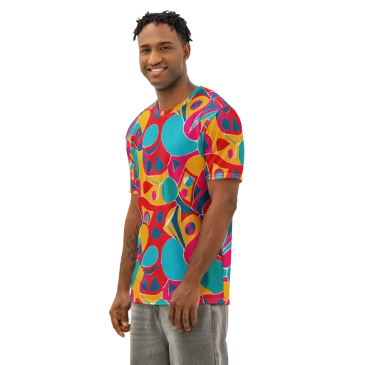 Chromatic Jumble on a Men's Cotton Crew Neck T-Shirt