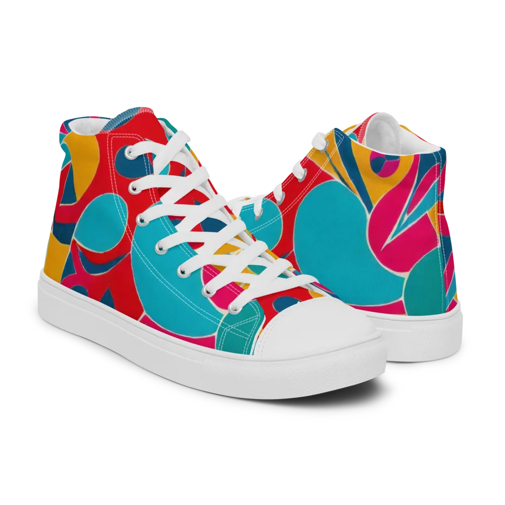 Chromatic Jumble on Men's High Top Canvas Shoes — Right