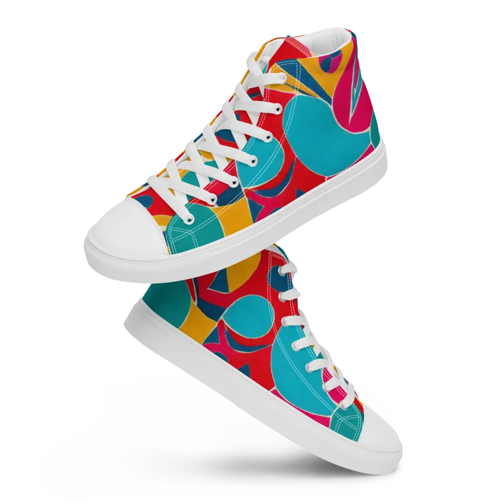 Chromatic Jumble on Men's High Top Canvas Shoes — Front