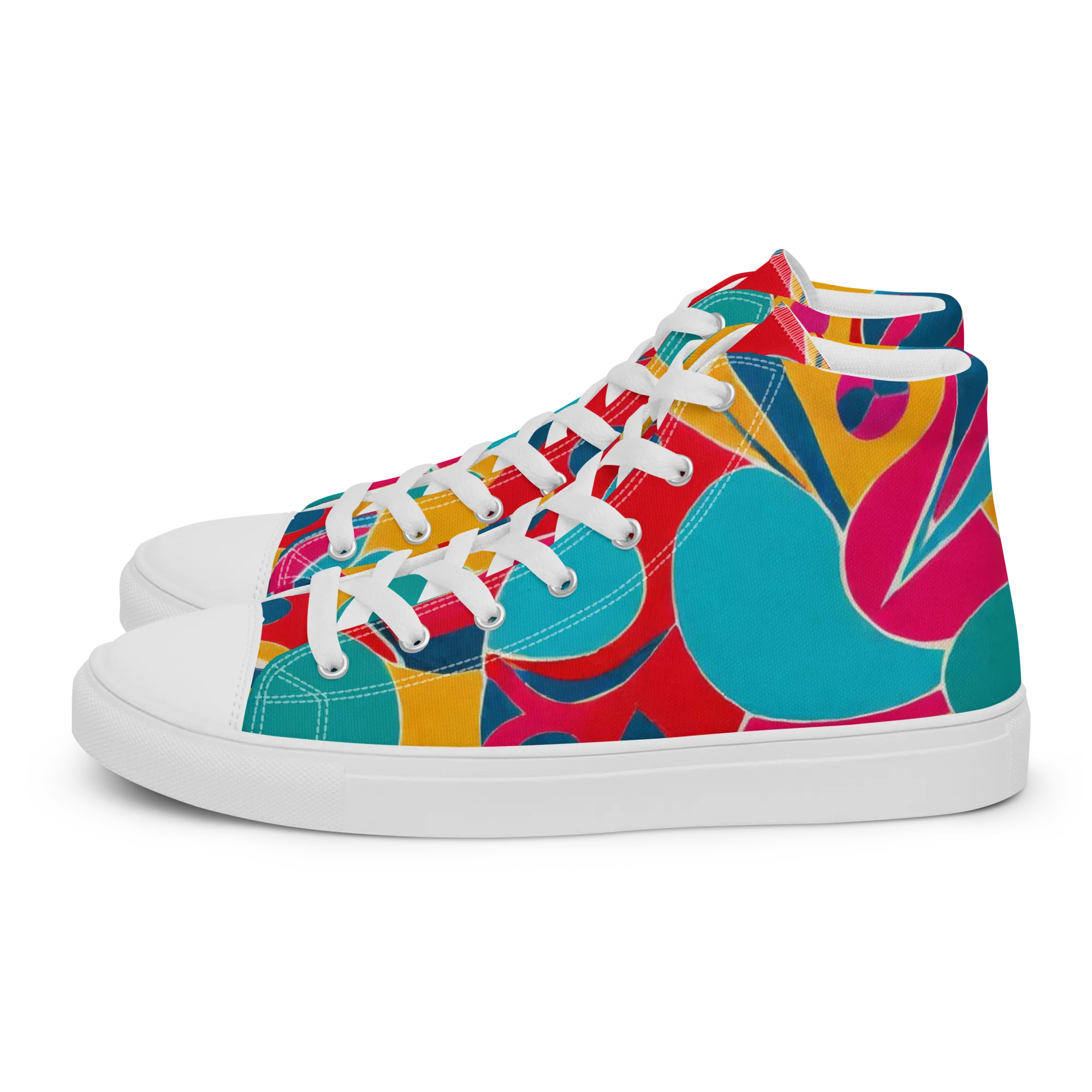 Chromatic Jumble on Women's High Top Canvas Shoes — Left