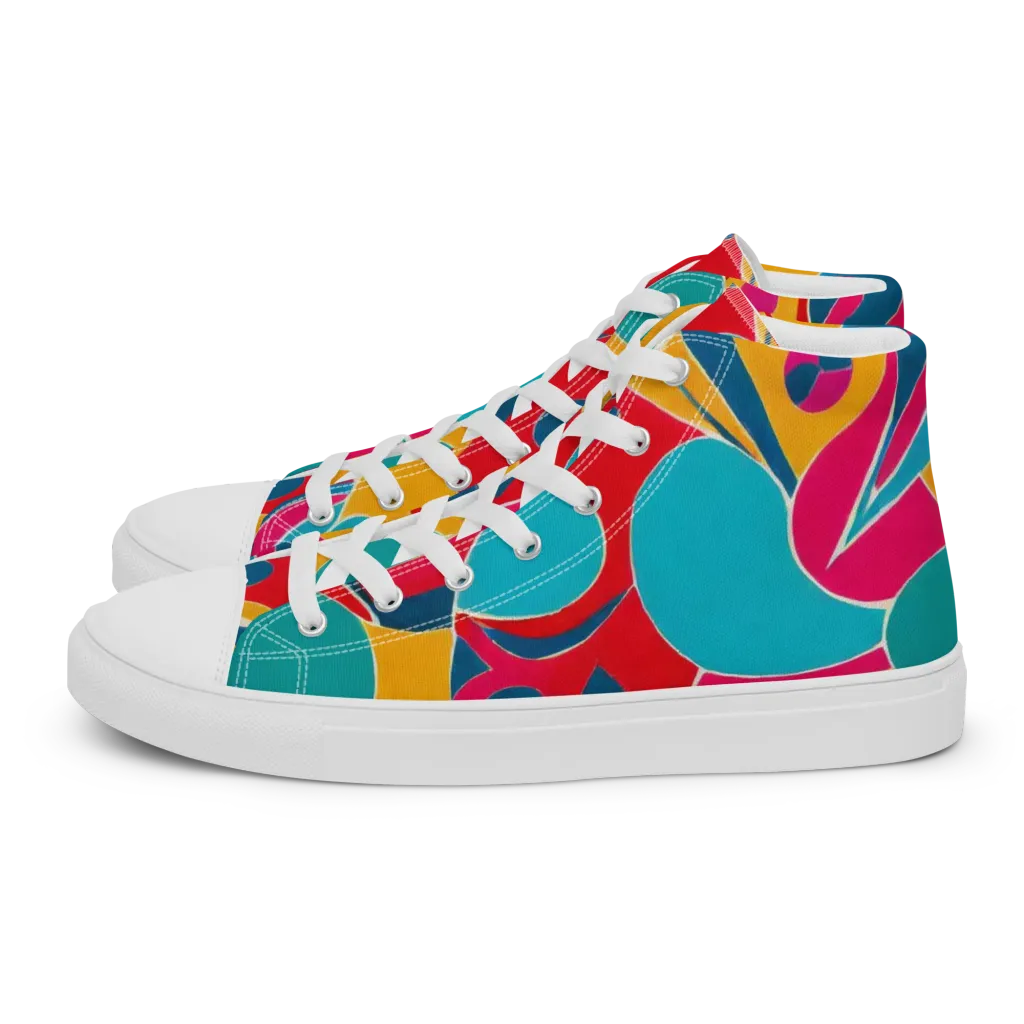 Chromatic Jumble on Women's High Top Canvas Shoes — Left