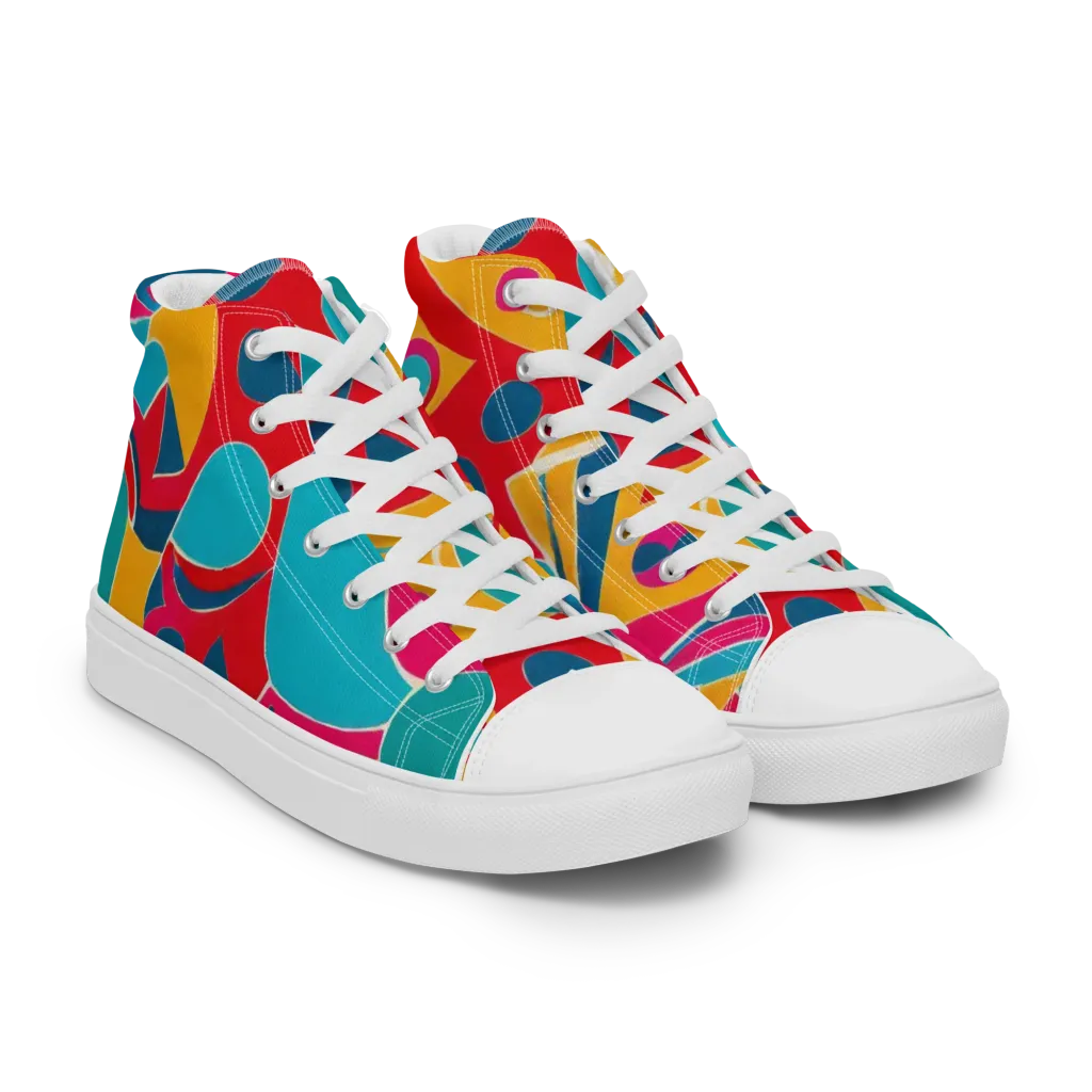 Chromatic Jumble on Women's High Top Canvas Shoes — Right Front