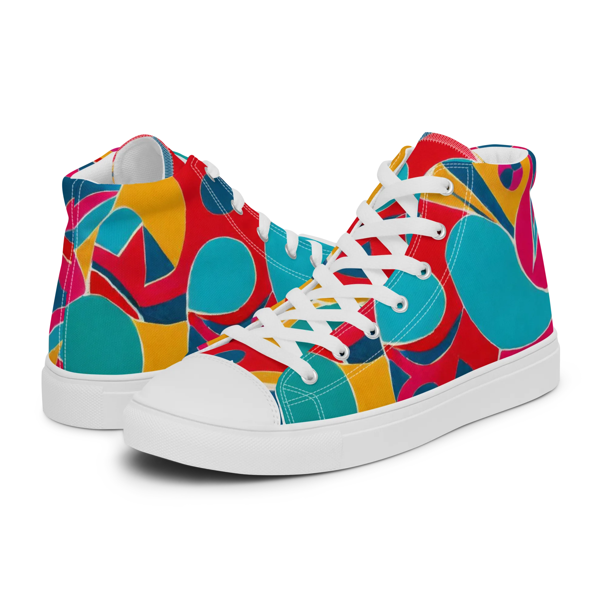 Chromatic Jumble on Women's High Top Canvas Shoes — Left