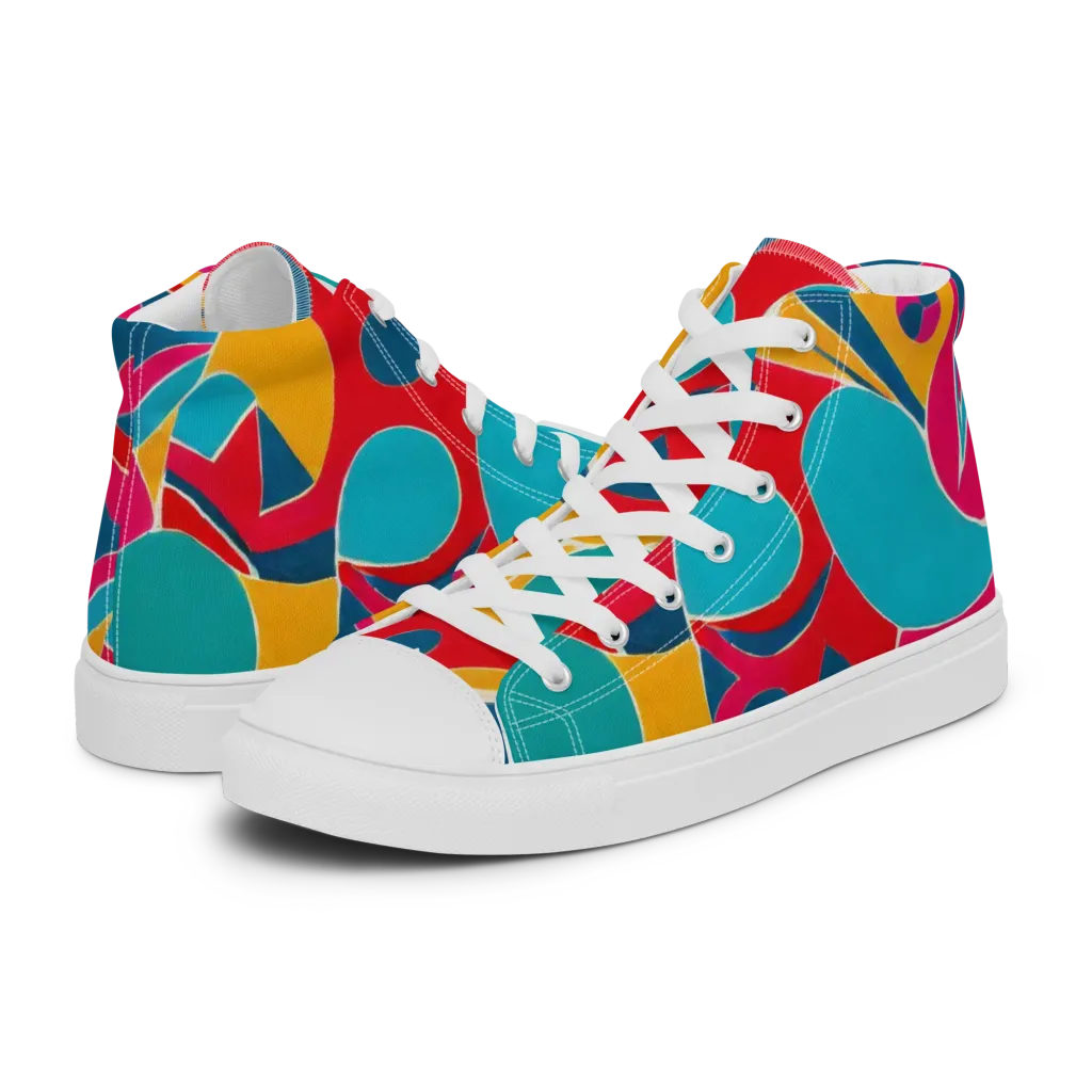 Chromatic Jumble on Women's High Top Canvas Shoes — Left