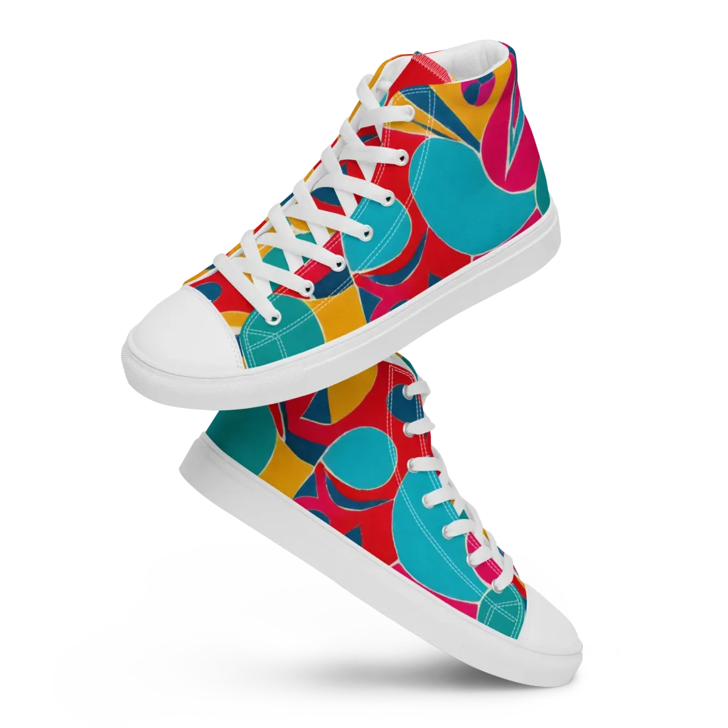Chromatic Jumble on Women's High Top Canvas Shoes — Front