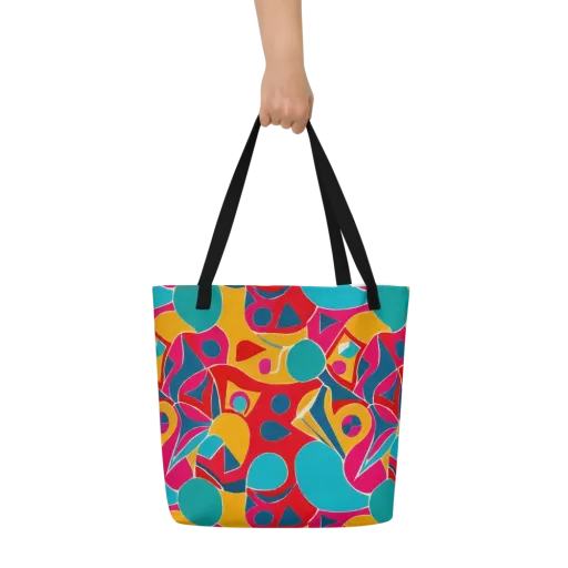 Chromatic Jumble on a Large Tote Bag W/ Pocket