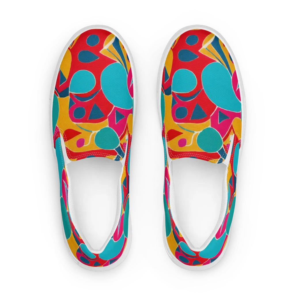 Chromatic Jumble on Women's Slip-On Canvas Shoes — Front