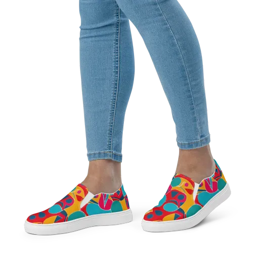 Chromatic Jumble on a Women's Slip-On Canvas Shoes
