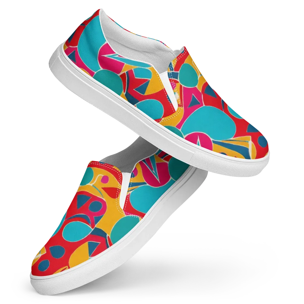 Chromatic Jumble on Women's Slip-On Canvas Shoes — Front