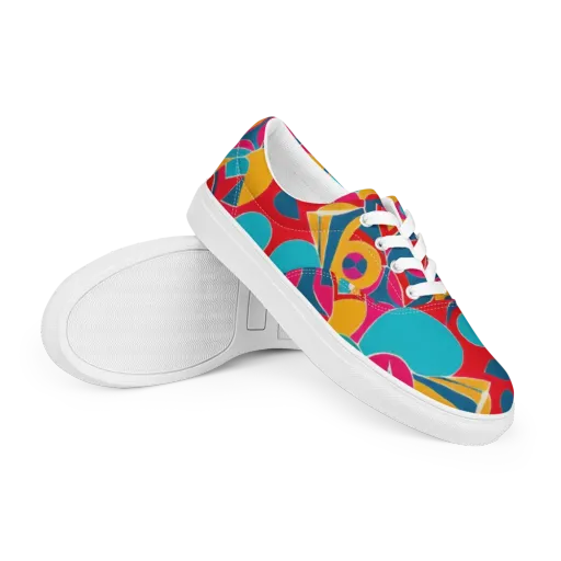 Chromatic Jumble on a Men's Lace-Up Canvas Shoes