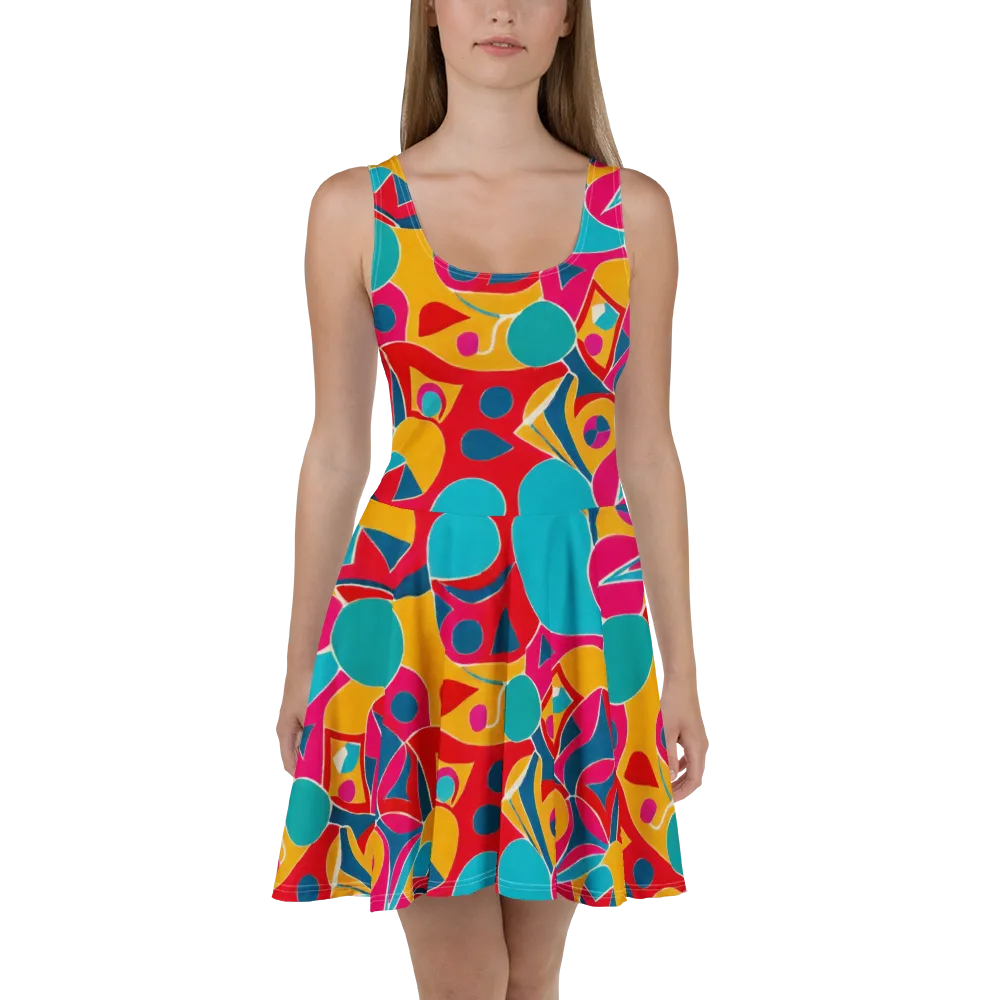 Chromatic Jumble on Skater Dress — Front