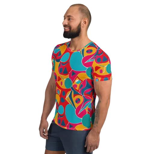 Chromatic Jumble on a Men's Athletic T-Shirt
