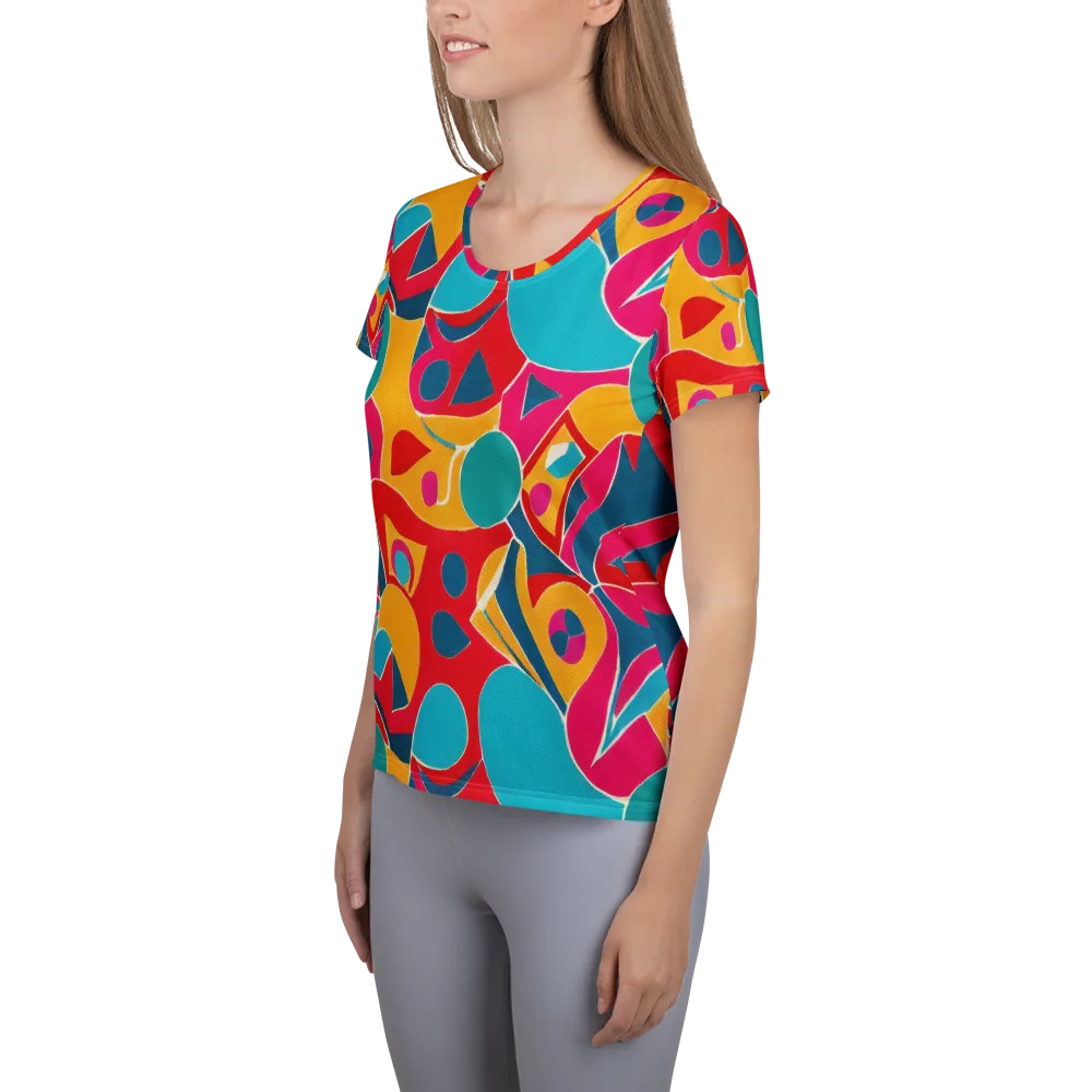 Chromatic Jumble on Women's Athletic T-Shirt — Left