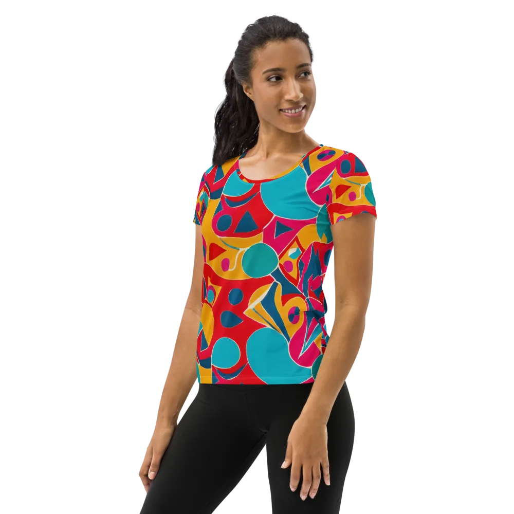 Chromatic Jumble on Women's Athletic T-Shirt — Left