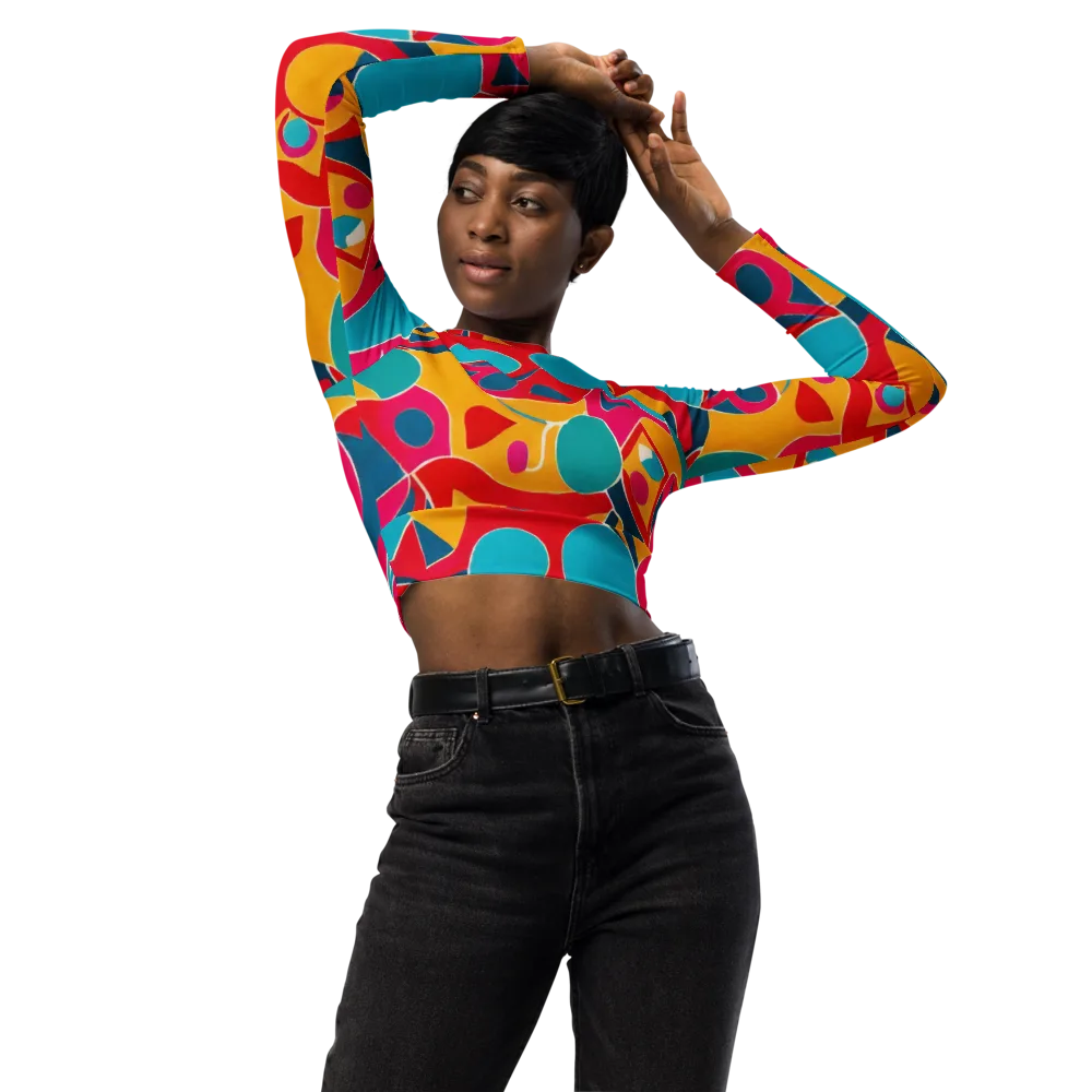 Chromatic Jumble on Long Sleeve Crop Top — Front