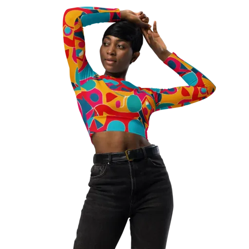 Chromatic Jumble on a Long Sleeve Crop Top