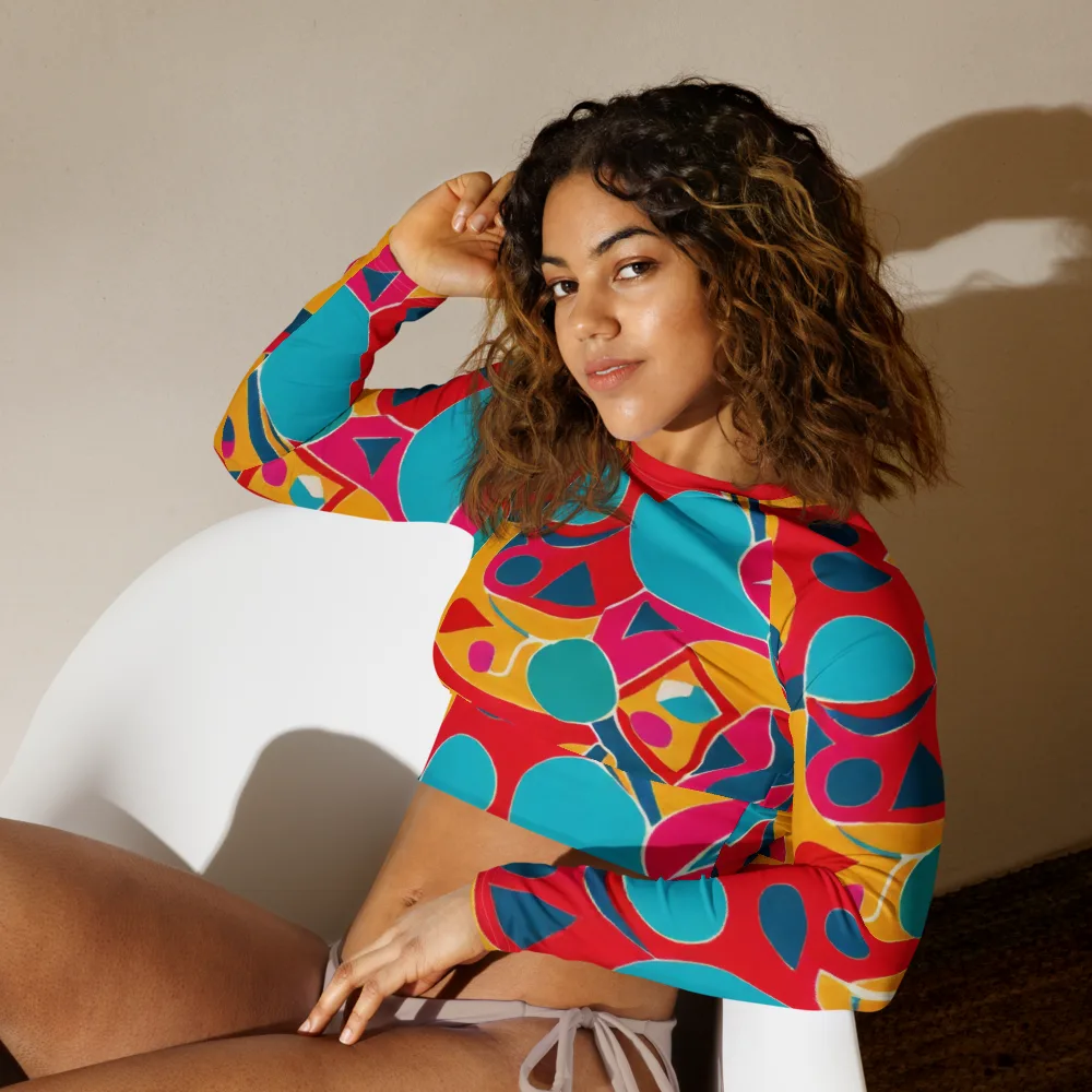 Chromatic Jumble on Long Sleeve Crop Top — Left Front