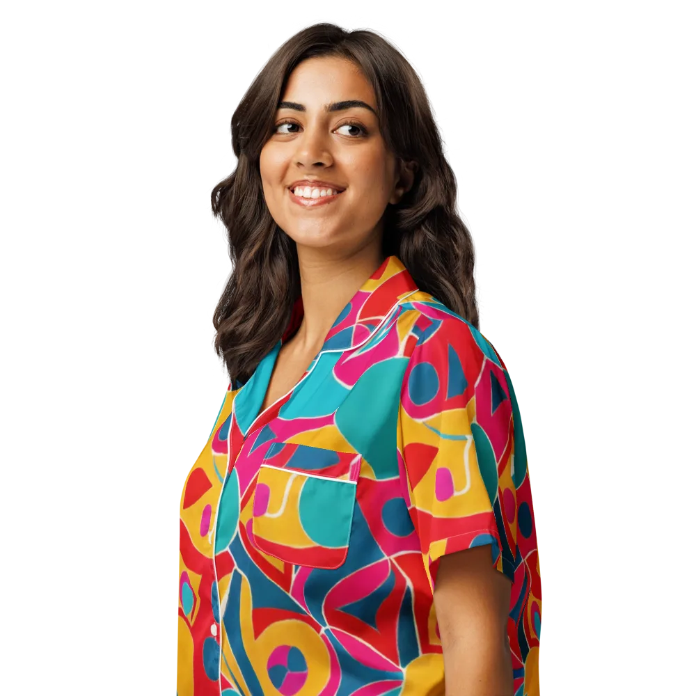 Chromatic Jumble on Women's Short Sleeve Pajama Top — Left Front