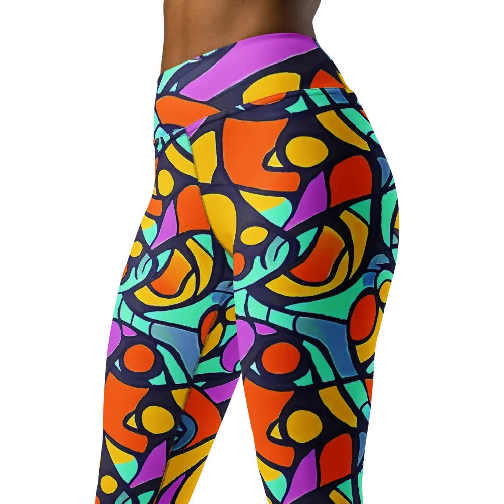 Ultraviolet Pop on Yoga Leggings — Left Front
