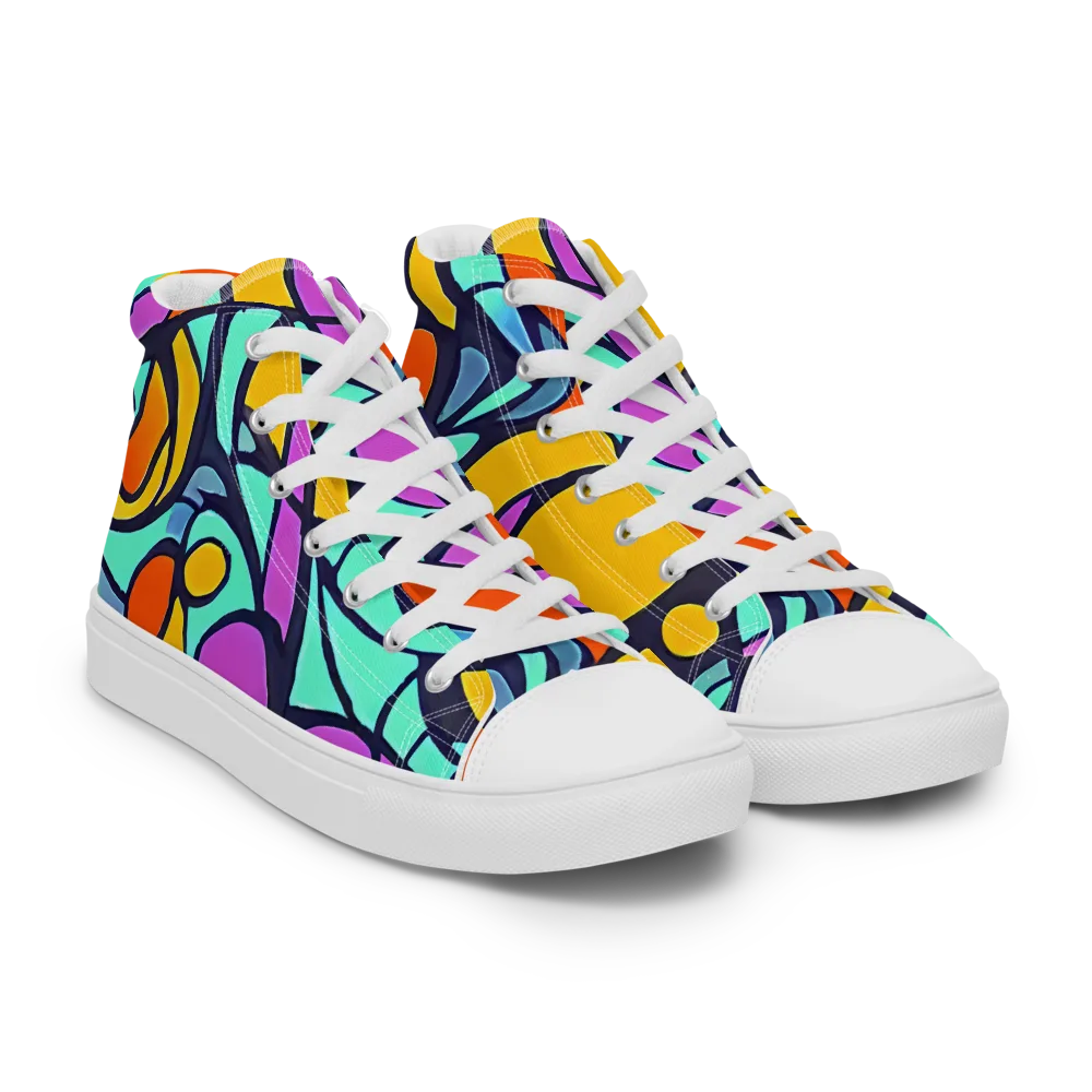 Ultraviolet Pop on Men's High Top Canvas Shoes — Right Front