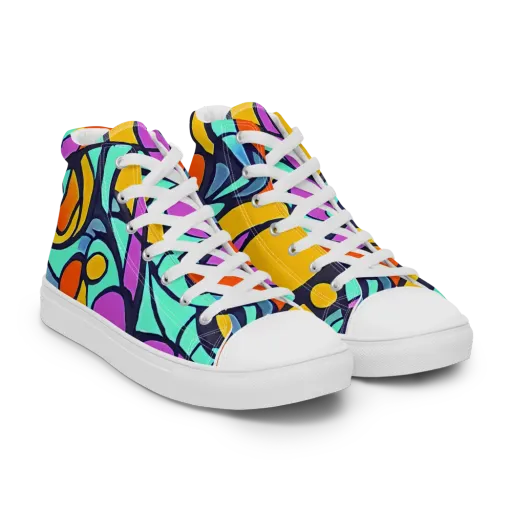 Ultraviolet Pop on a Men's High Top Canvas Shoes