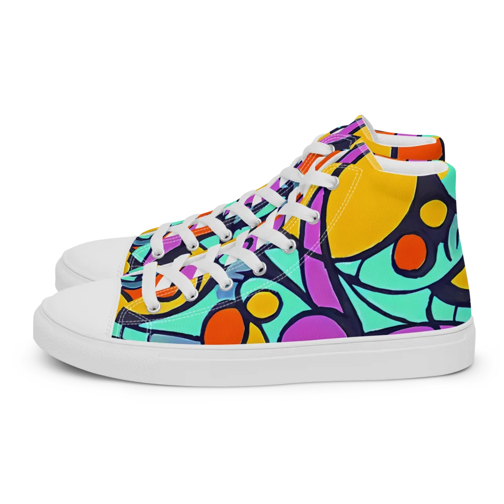 Ultraviolet Pop on Men's High Top Canvas Shoes — Left