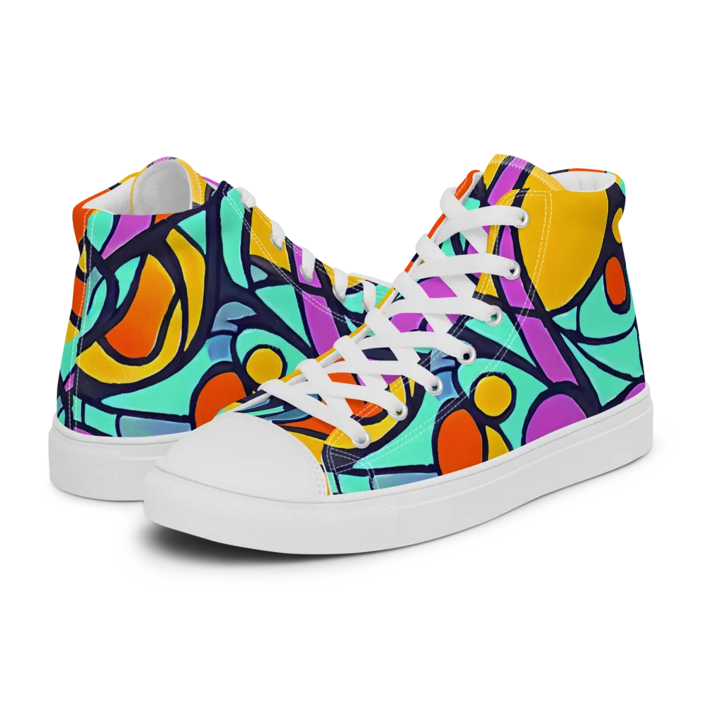 Ultraviolet Pop on Men's High Top Canvas Shoes — Left