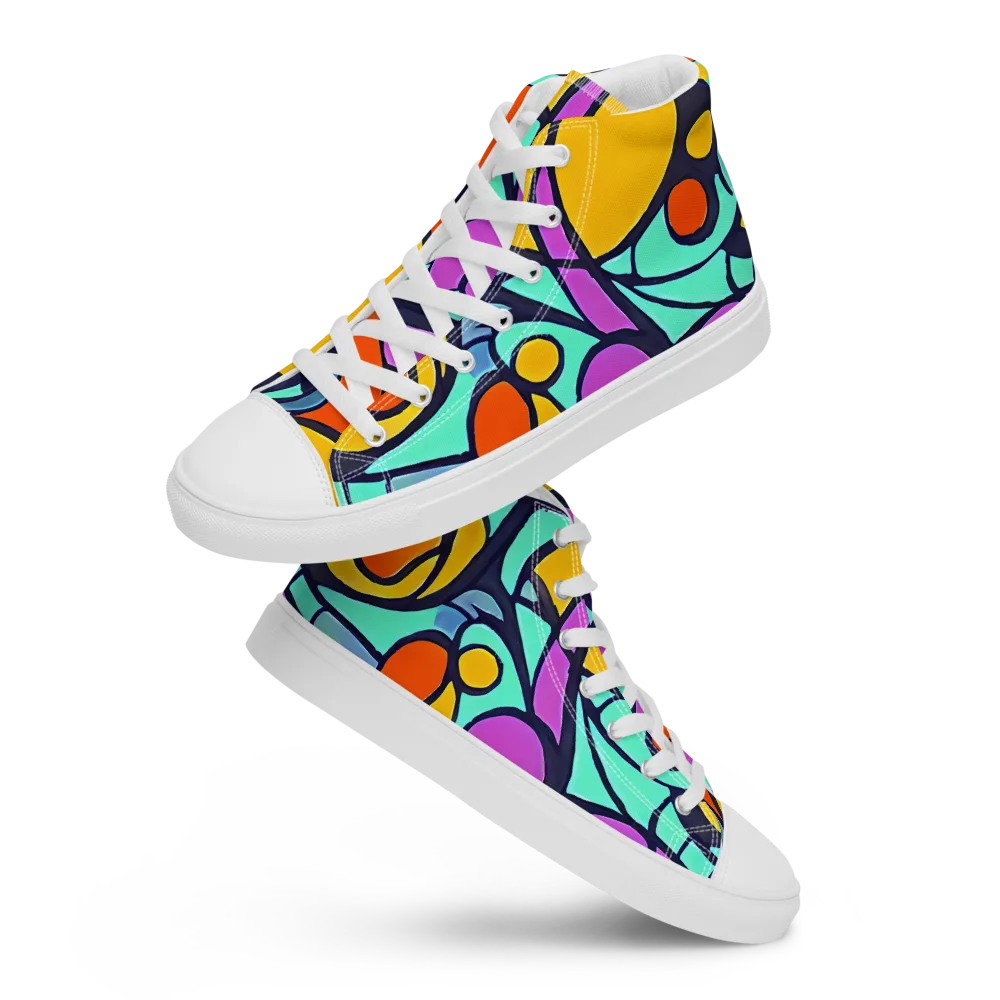 Ultraviolet Pop on Men's High Top Canvas Shoes — Front