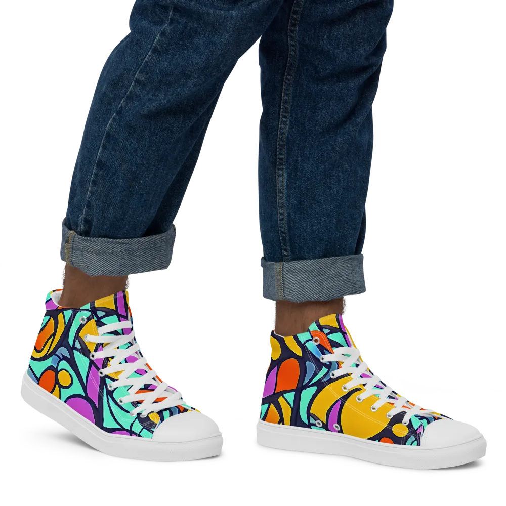 Ultraviolet Pop on Men's High Top Canvas Shoes — Right
