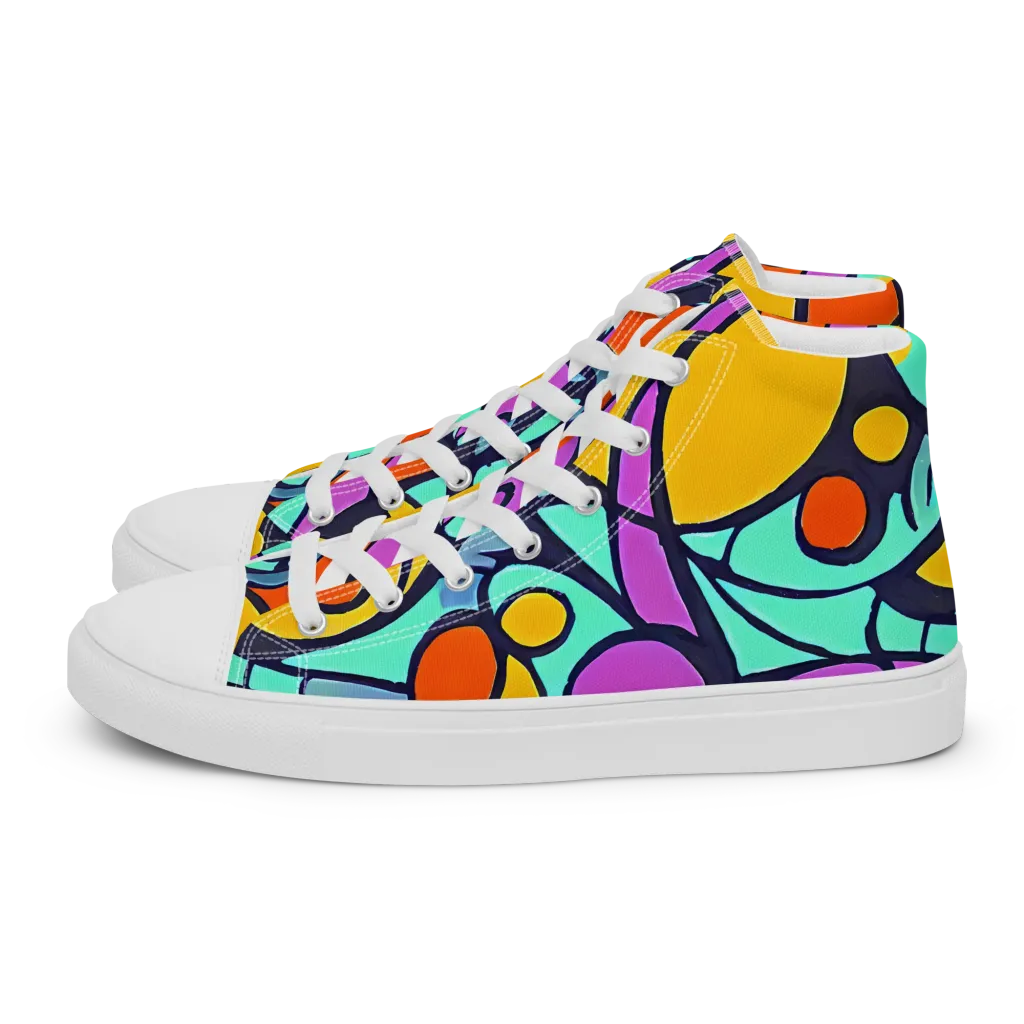 Ultraviolet Pop on Women's High Top Canvas Shoes — Left