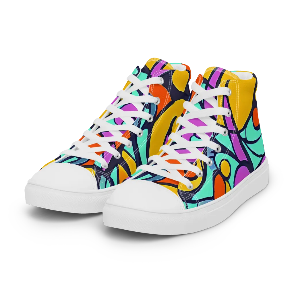 Ultraviolet Pop on Women's High Top Canvas Shoes — Left Front