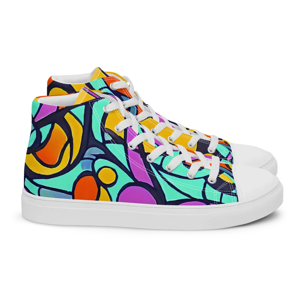 Ultraviolet Pop on Women's High Top Canvas Shoes — Right